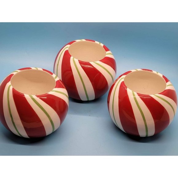 Three Fitz and Floyd Peppermint Santa planters - Picture 2 of 5